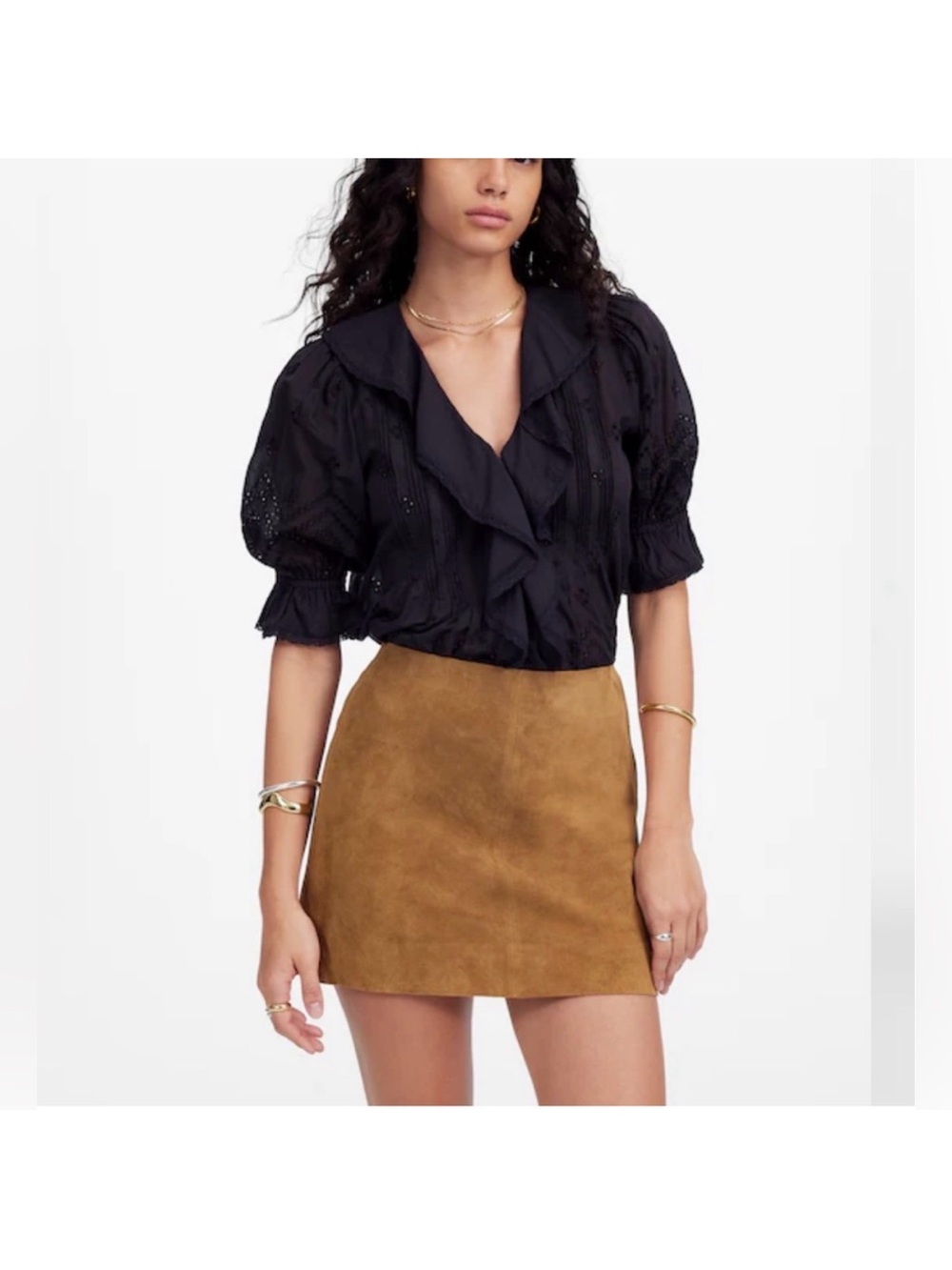 Madewell suede leather mini skirt size 0